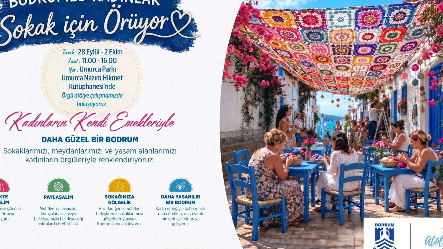 Bodrumlu Kadınlar Sokakları Renkli Örgülerle Güzelleştiriyor haber görseli